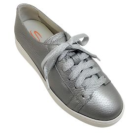 Santoni Silver Leather Sneakers Silvery