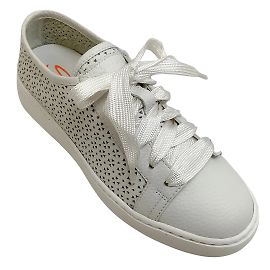 Baskets Cleanic perforées en cuir blanc Santoni Blanc