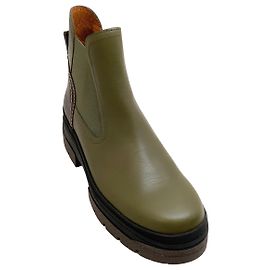 See by Chloé See by Chloe Army Green Leather Cassasdie Lug Sole Booties Green