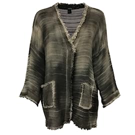 Autre Marque-Avant Toi Charcoal Variegated Knit Frayed Cardigan-Grey