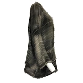 Autre Marque-Avant Toi Charcoal Variegated Knit Cardigan mit Fransen-Grau