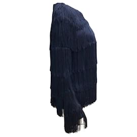 Azzaro-Giacca in maglia elasticizzata con frange blu navy Azzaro-Blu