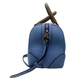 Givenchy-Givenchy Blue / Taupe Lucrezia Leather Double Top Handle Shoulder Bag-Blue
