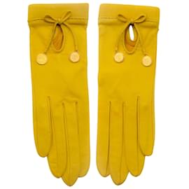 Hermès-Guanti Hermès in pelle gialla-Giallo