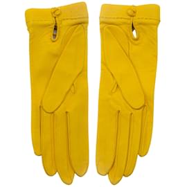 Hermès-Guantes de cuero amarillo Hermès-Amarillo