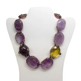 Autre Marque-iRADJ Moini Amethyst and Citron Chunky Necklace-Purple