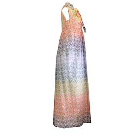 Autre Marque-Vestido largo de encaje con cuello anudado y bordado floral multicolor de Mantu-Multicolor