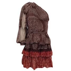 Ulla Johnson-Ulla Johnson Garnet Silk Leah One Shoulder Dress-Red