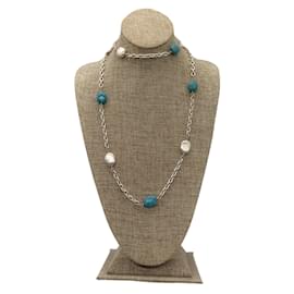 Autre Marque-Gurhan Turquoise / Sterling Silver Station Chain Link Necklace-Multiple colors