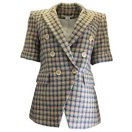 Veronica Beard Jenny Rainbow Giacca Dickey in tweed a maniche corte multifoderata Multicolore