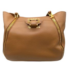 Tom Ford Sedgewick Medium Tasche aus hellbraunem Leder mit Reißverschluss Braun