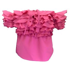 Rosie Assoulin Top rosa con spalle scoperte arruffato Rosa