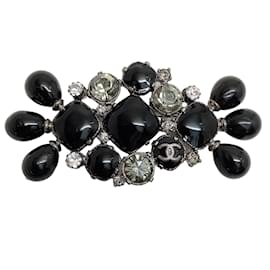Chanel-Chanel Piedra Negra con Cristales 2008 Un broche-Negro