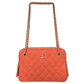 Chanel-Boucle Chanel 2020 Sac à bandoulière en maille corail vif-Orange