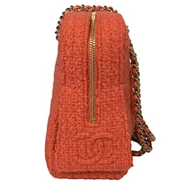 Chanel-Chanel Boucle 2020 Bright Coral Knit Shoulder Bag-Orange