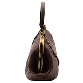 Chanel-Chanel Bowling 2016 Grand sac à bandoulière Donna Retro en cuir de python mauve-Marron