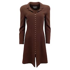Chanel-Chanel Brown Wool Crepe 1996 Classic Hook and Eye Front Coat-Brown