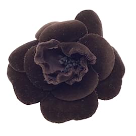 Chanel-Broche de terciopelo floral Camillia marrón de Chanel-Castaño