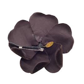 Chanel-Broche de terciopelo floral Camillia marrón de Chanel-Castaño