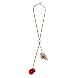 Chanel-Chanel Gold / Red / Pearl 2005C Shell Charm Necklace-Red