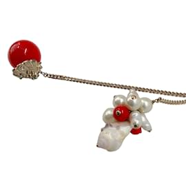 Chanel-Chanel Gold / Red / Pearl 2005C Shell Charm Necklace-Red