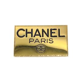 Chanel-Chanel Gold/Black Cc Paris Label Brooch-Golden