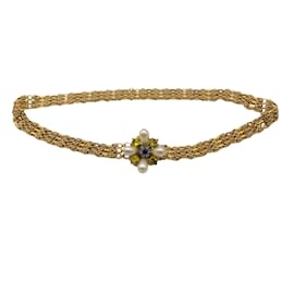 Chanel-Chanel 2005 Ceinture en chaîne dorée ornée de perles ornées de bijoux-Doré