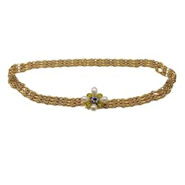 Chanel-Chanel 2005 Bejeweled Pearl Embellished Gold Chain Belt-Golden