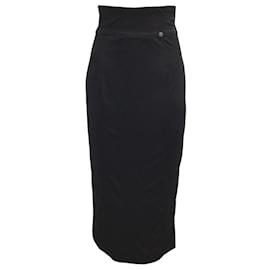 Chanel-Chanel Black Jersey Mid-length Viscose Skirt-Black