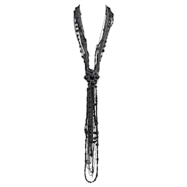 Chanel-Chanel Black Multi Chain/Beaded Strand Necklace-Black