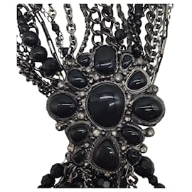 Chanel-Chanel Negro Multi Cadena/collar de hilo con cuentas-Negro