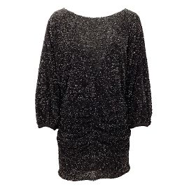 BA&SH Schwarzes scharlachrotes Pailletten-Minikleid Schwarz