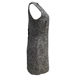 Balenciaga-Balenciaga Black / Grey Sleeveless Textured Jacquard Cocktail Dress-Black