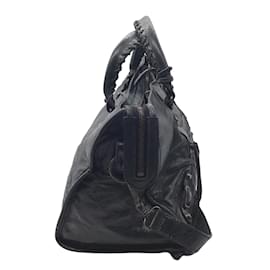 Balenciaga-Balenciaga Black Studded Lambskin Leather Classic City Handbag-Black