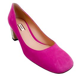 Sapatos Emily de camurça rosa Bally com salto bloco prateado Rosa