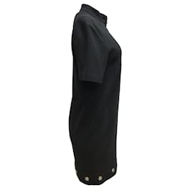 Belstaff-Belstaff negro Detalle de ojales de manga corta con cremallera Henley vestido de cóctel-Negro