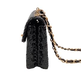 Chanel-Chanel vintage 1990's Black Mini Wicker 24K Hardware Shoulder Bag-Black