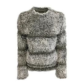 Chanel-Chanel Textured Woven Grey Sweater-Grey