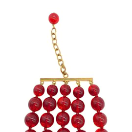 Chanel-Chanel vintage 1980Collar de perlas de vidrio rojo de 's-Roja