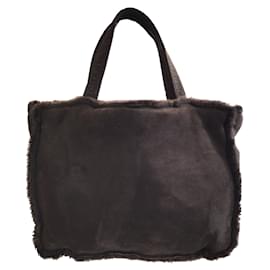 Chanel-Chanel Vintage Brown Shearling Wool Tote-Brown