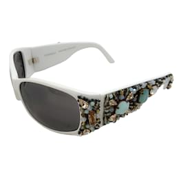 Chanel-Chanel White Crystal Bijou Numero 1 Sunglasses-White