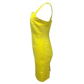 Chanel-Chanel Yellow Sleeveless Square Neck Silk Crepe Cocktail Dress-Yellow