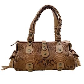 Chloé Bolso de hombro plateado de serpiente marrón de Chloe Castaño