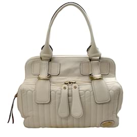 Chloé-Chloe Ivory Leather Quilted Satchel-Cream