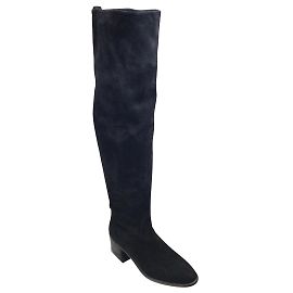 Christian Dior Black Over-the-Knee Suede Leather Boots Black