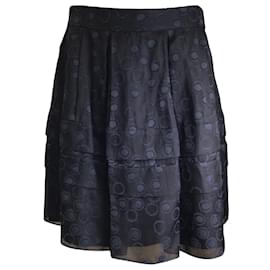 Christian Dior-Christian Dior Black Circle Print Cotton and Silk Skirt-Black