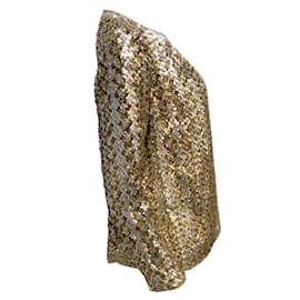 Christian Dior-Christian Dior Vintage Gold and Silver Metallic Sequins and Beaded Open Front Jacket-Doré