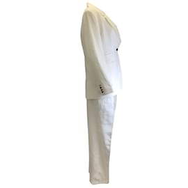 Autre Marque-Christopher John Rogers Ivory Multi Three-Piece Linen Suit Set-Cream