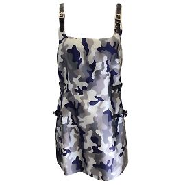Christopher Kane Buckle Camo Cami Seiden-Jacquard-Kleid in Grau Grau