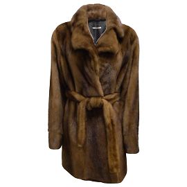 Marc by Marc Jacobs CO. Trench coat de pele de vison com cinto marrom Marrom
